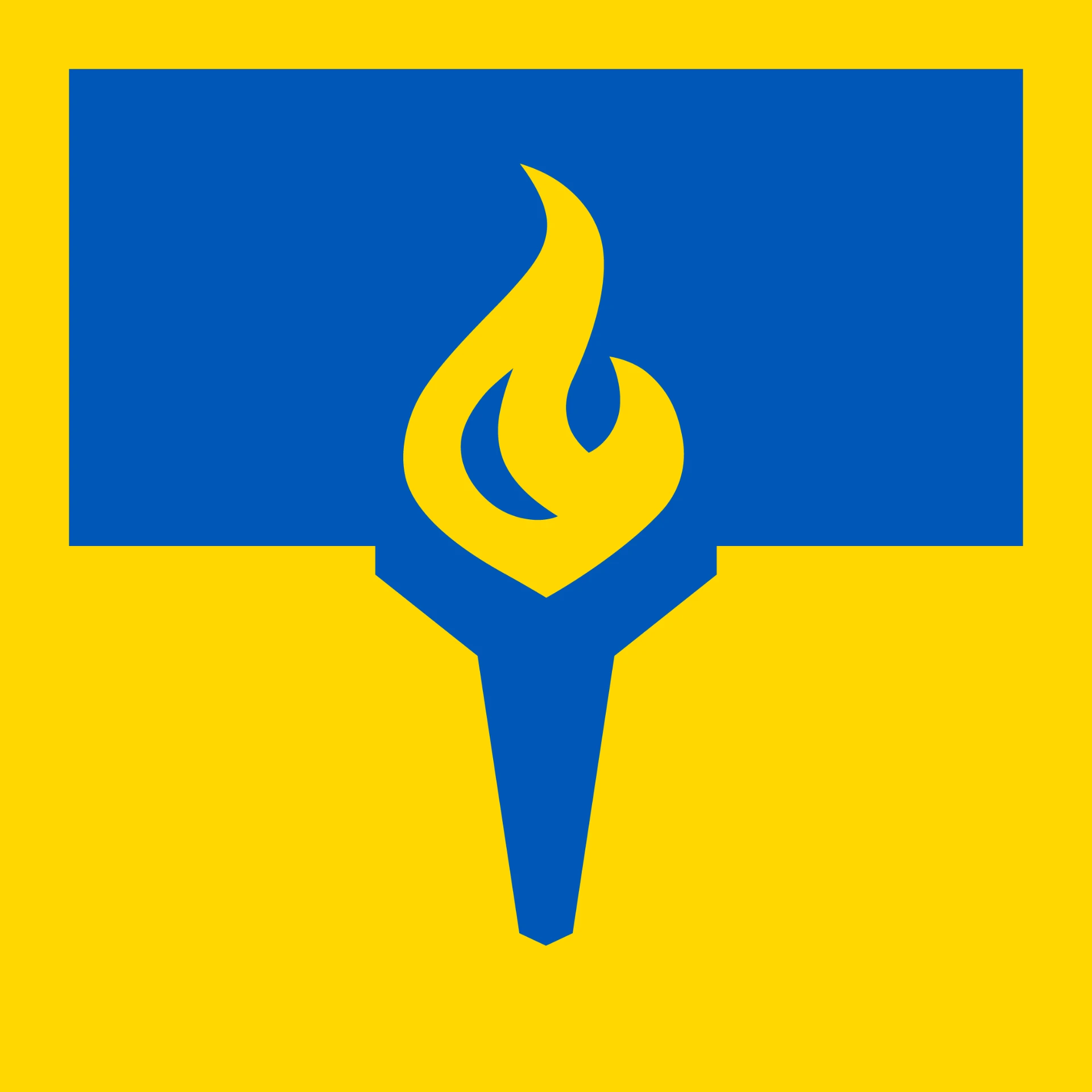 Blue/Yellow logotyp, blå ikon på gul botten
