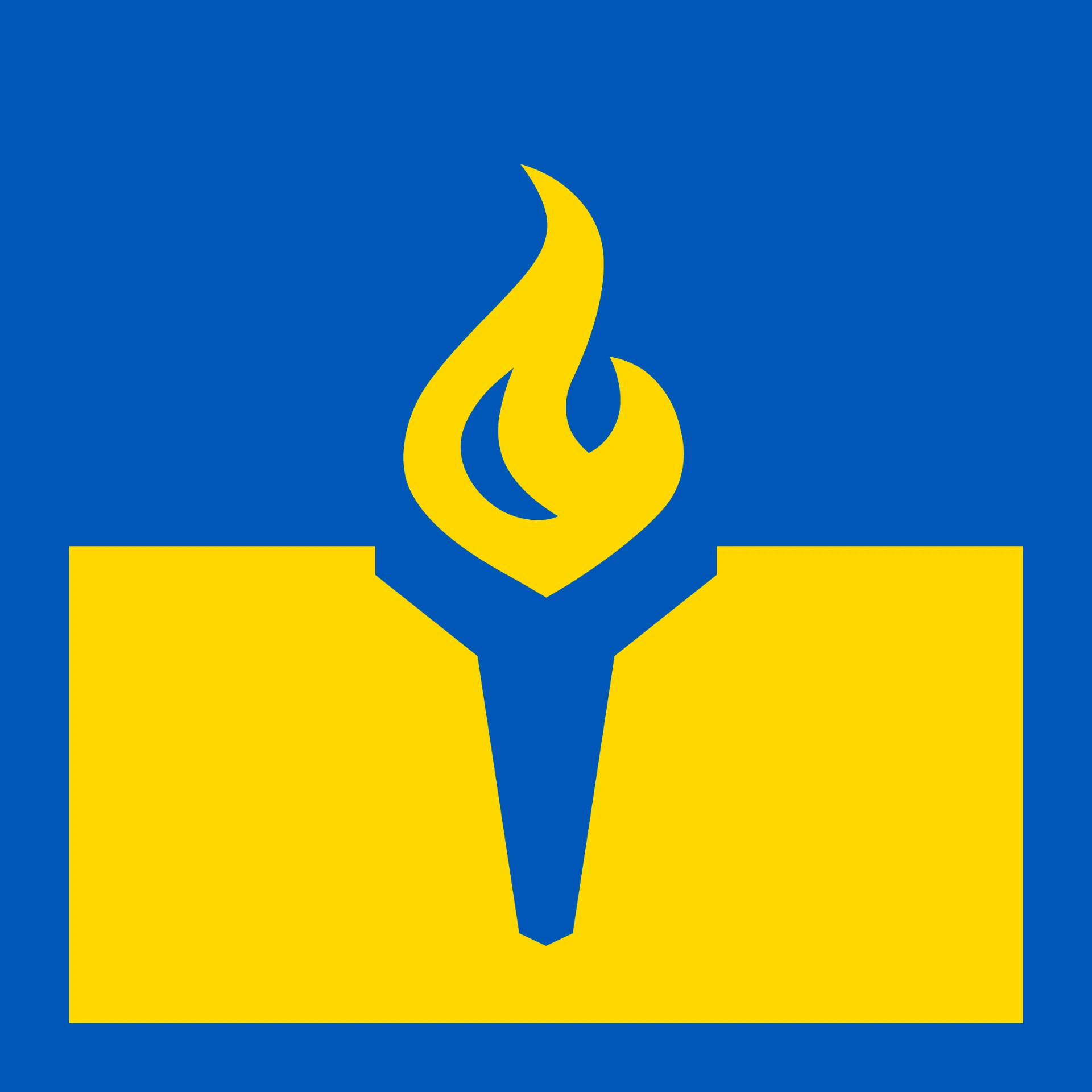Blue/Yellow logotyp, gul ikon på blå botten