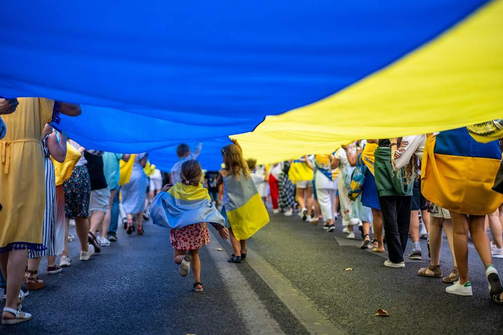 Manifestation för Ukraina